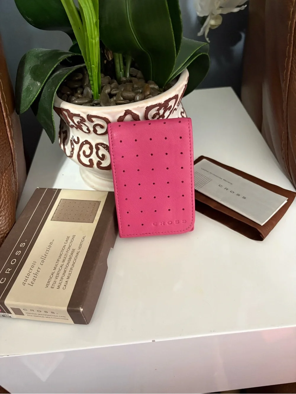 Cross Pink Perforated Card & Key Holder Wallet